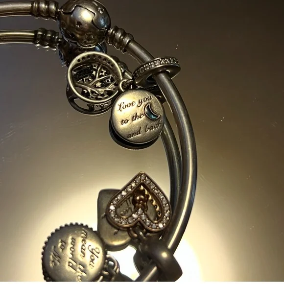 Authentic PANDORA Celestial
Limited Edition 925 Bangle with 4 charms for mom - Picture 12 of 16